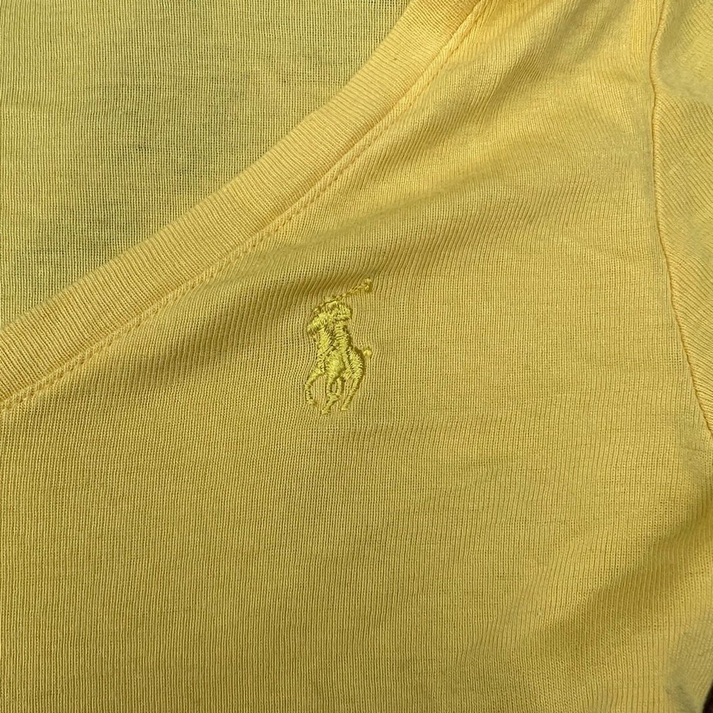 Ralph Lauren Women’s V-Neck Yellow Cotton short sleeve tee - Picture 3 of 3